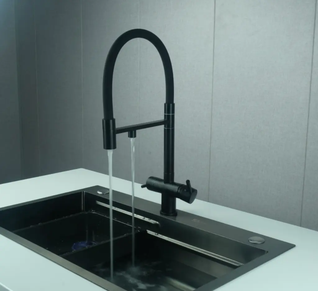 3 Way Mixer in Kitchen Flexible Black .webp