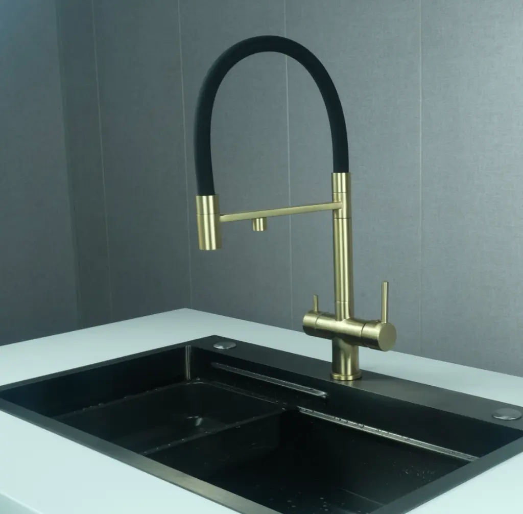 3 Way Mixer in Kitchen Flexible Gold.webp